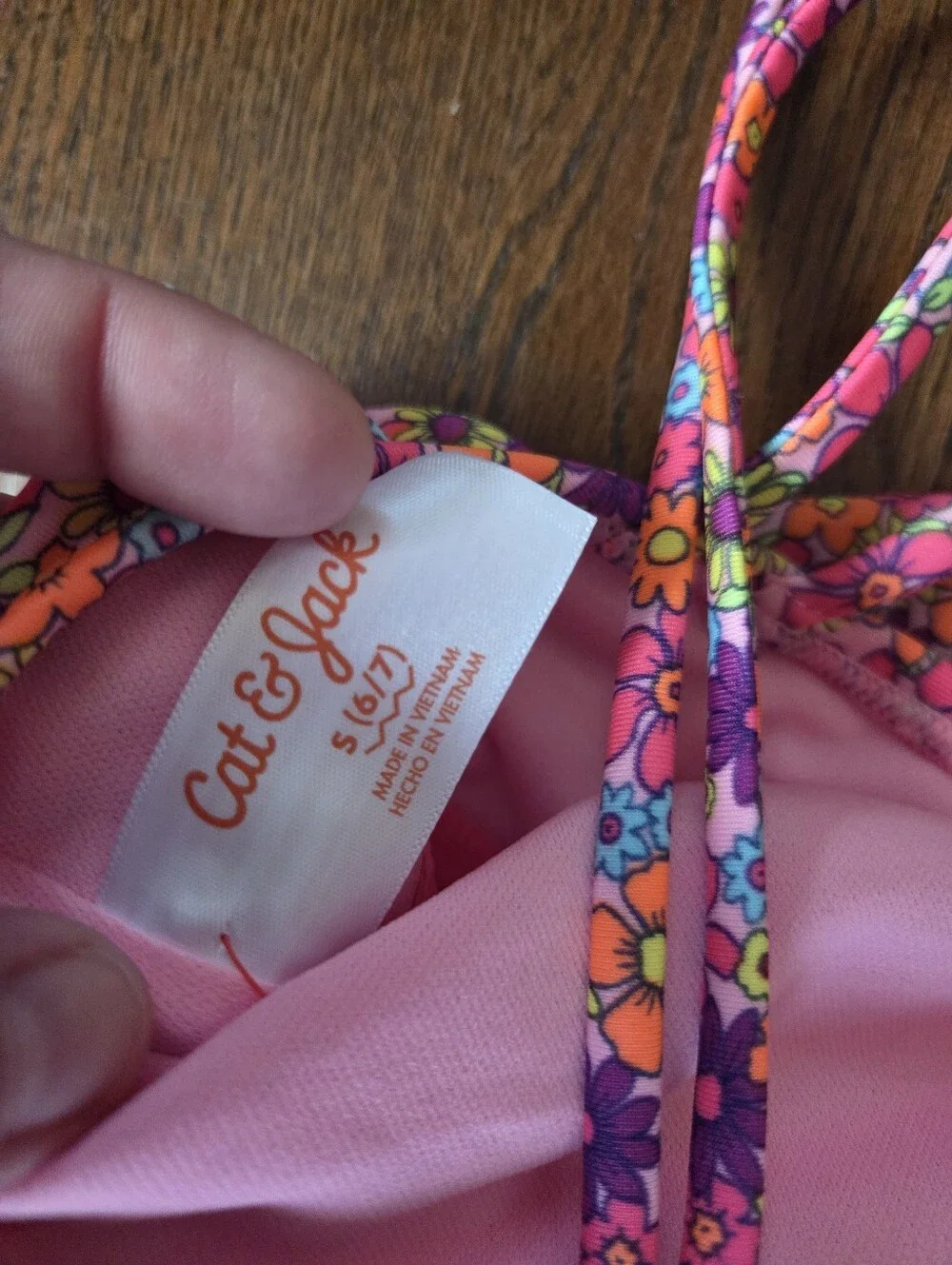 New Cat & Jack Girls Small 6/7 Floral Swim Top